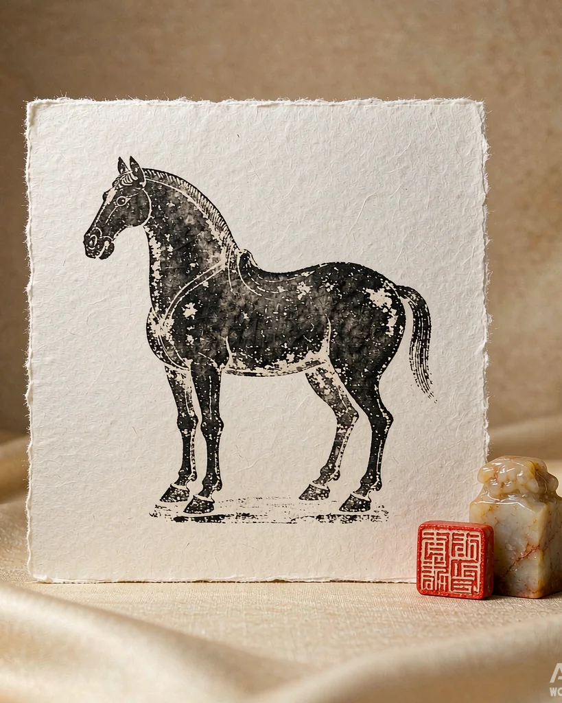 A seal being pressed onto a finished artwork